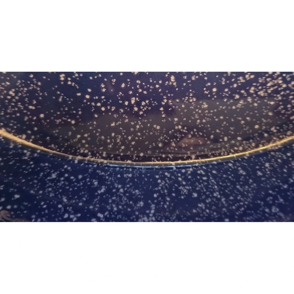 Vtg Oval  Baking  Casserole Dish Cobalt Blue White Speckling Rustic Farmhouse